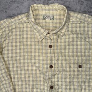 Vintage Tommy Bahama Men's‎ XL Long Sleeve Yellow 100% Silk Shirt Beach Plaid